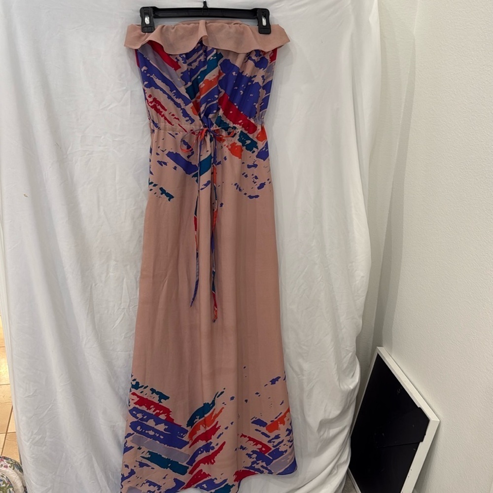 Dolce Vita strapless ruffle pink tie waist maxi dress size small